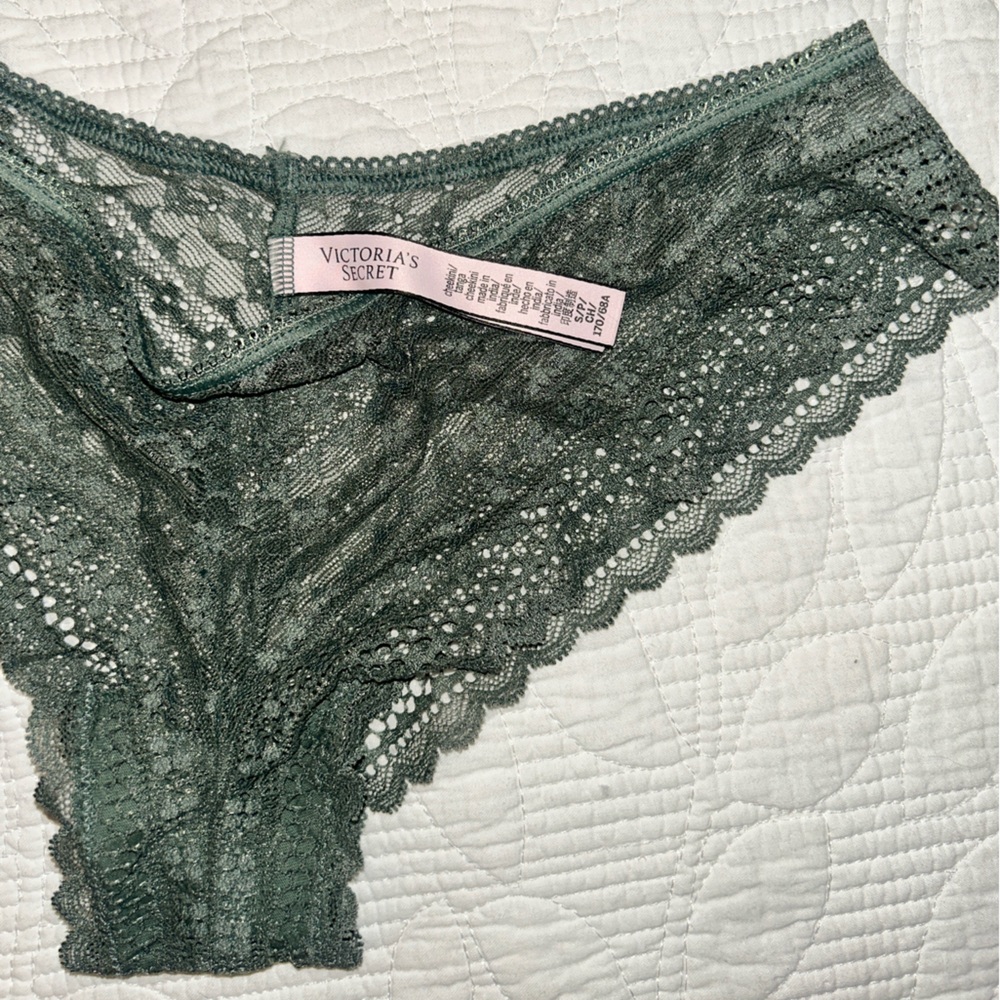 Victoria's Secret Dark Green Lace Cheeky Panties - Picture 2 of 3